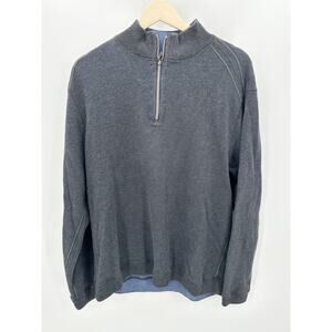 Tommy Bahama Pullover Men SIZE XL Grey Quarter Zip Long Sleeve 100% Cotton